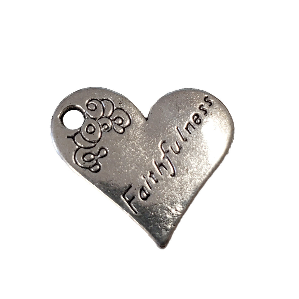 Heart Faithfulness Word Charm 21x19mm 3pcs.