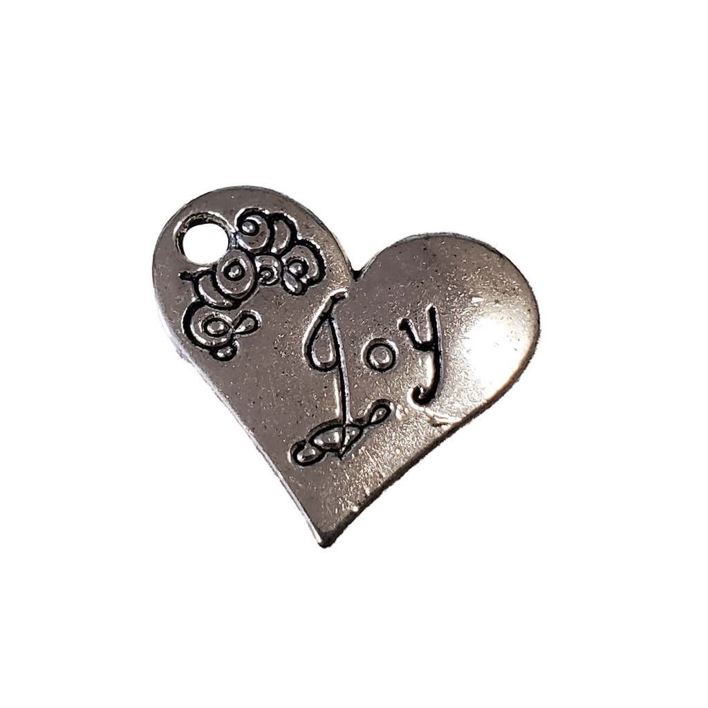 Heart  Joy Word Charm 21x19mm 3pcs.