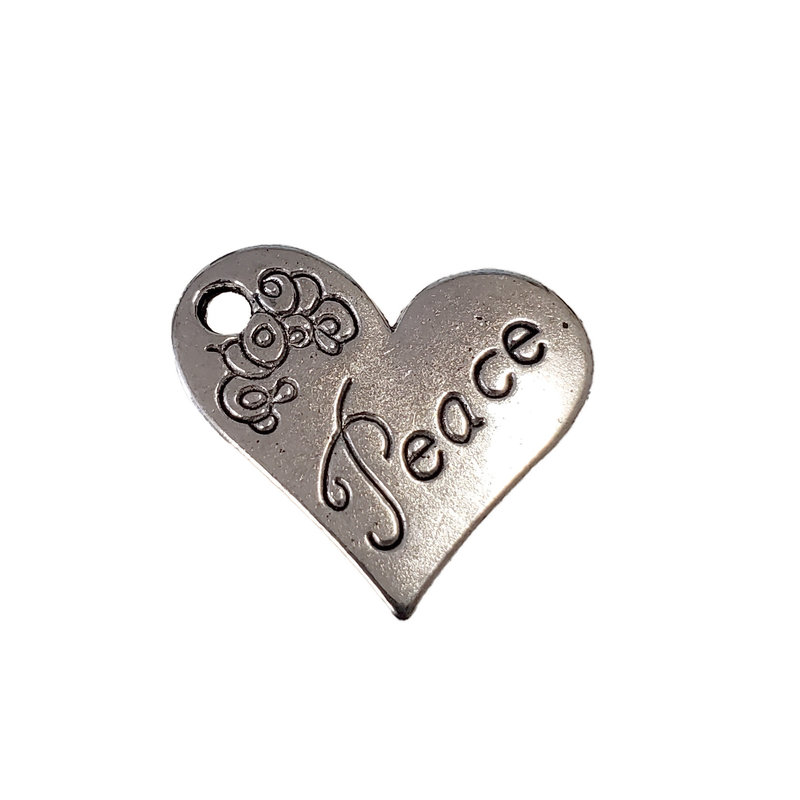 Heart Peace Word Charm 21x19mm 3pcs.