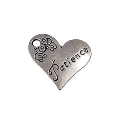 Heart Patience Word Charm 21x19mm 3pcs.