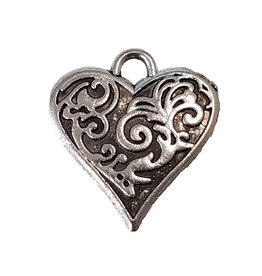 Heart with Swirl Charm 15x16mm 3pcs.