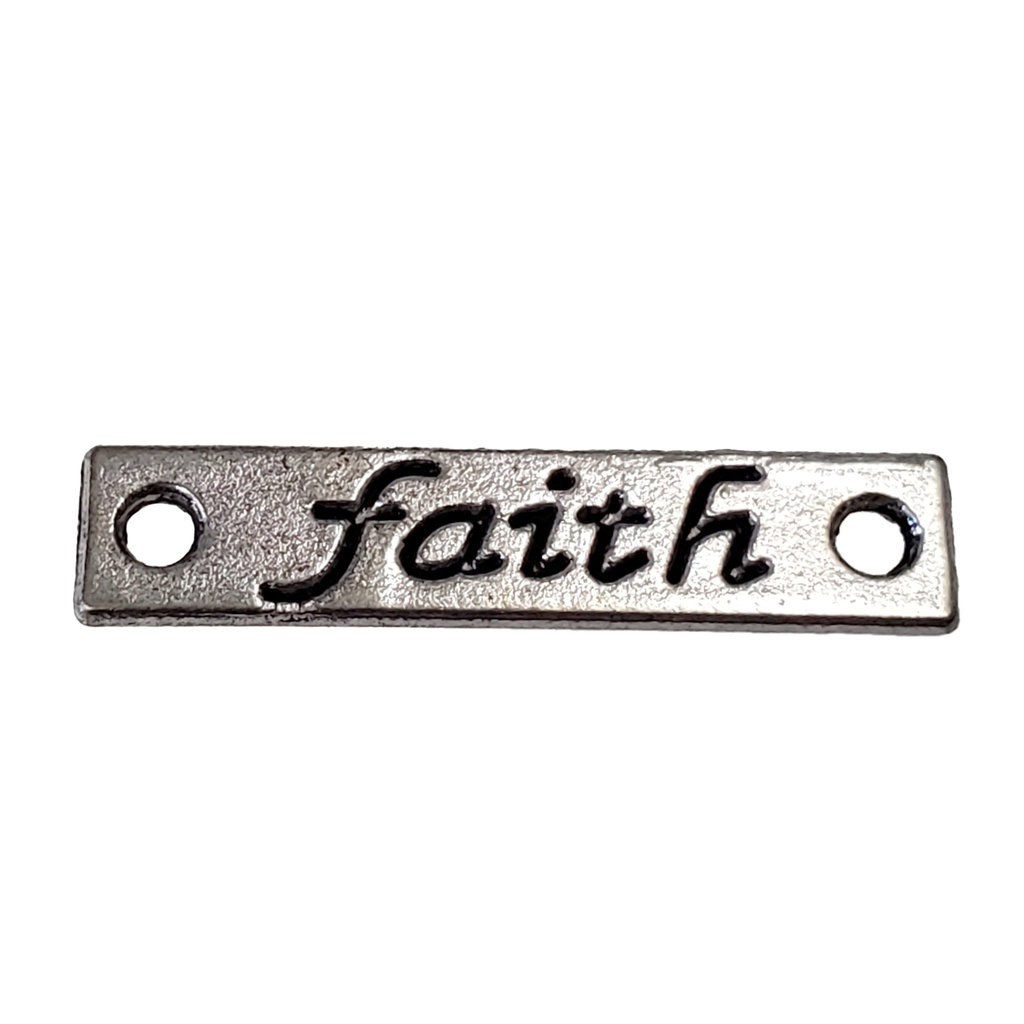 Rectangle Faith Word Charm 26x6mm 3pcs.