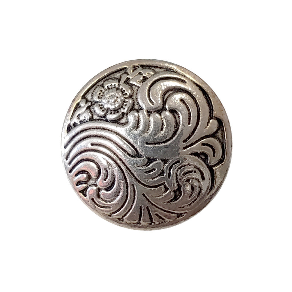 Flower and Swirl Button Charm 18mm 3pcs.
