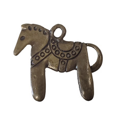 Gold Saddled Up Horse Charm 26x23mm 3pcs.