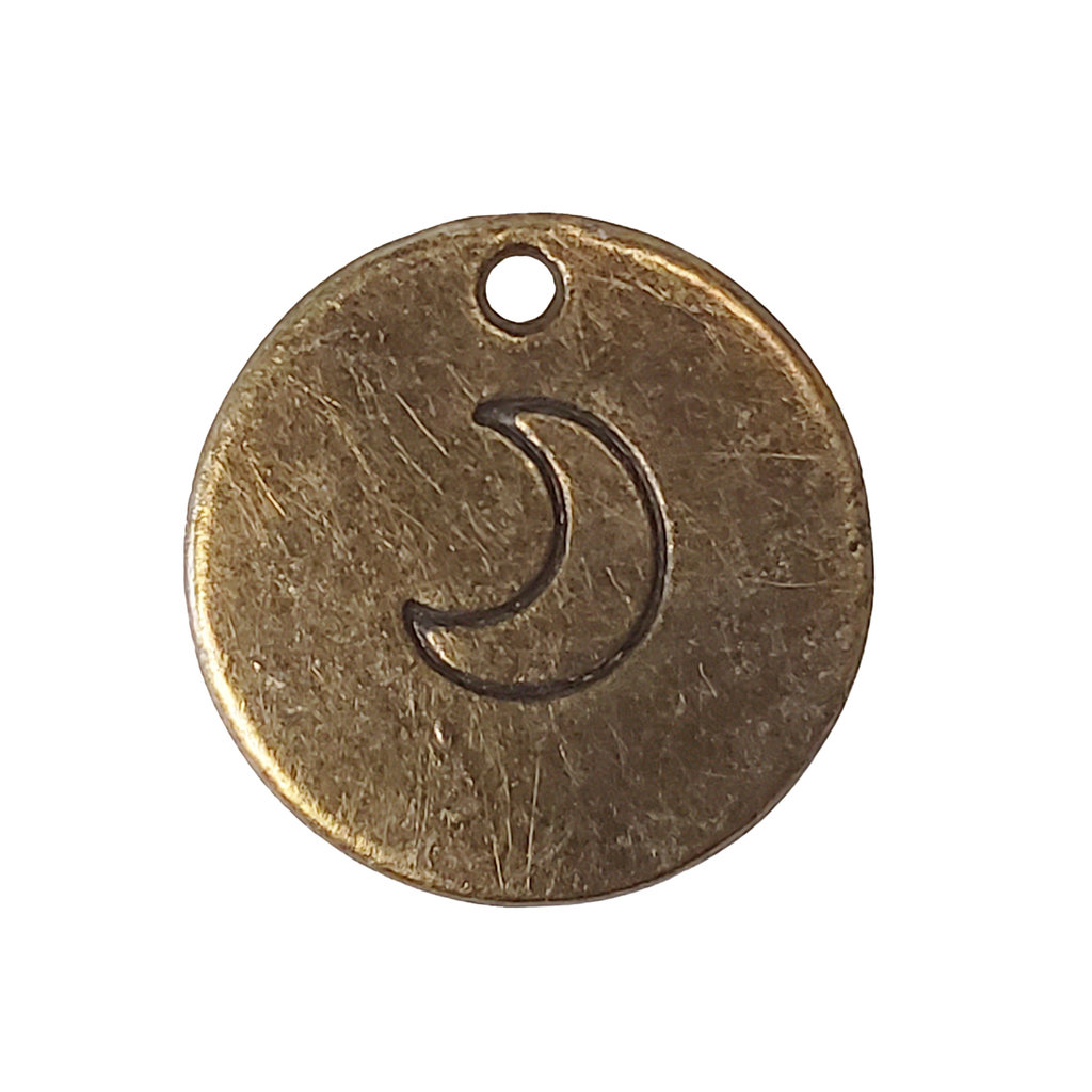 Gold Round Dream and Moon Charm 20mm 3pcs