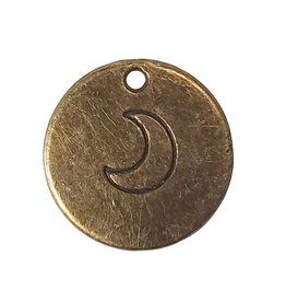 Gold Round Dream and Moon Charm 20mm 3pcs