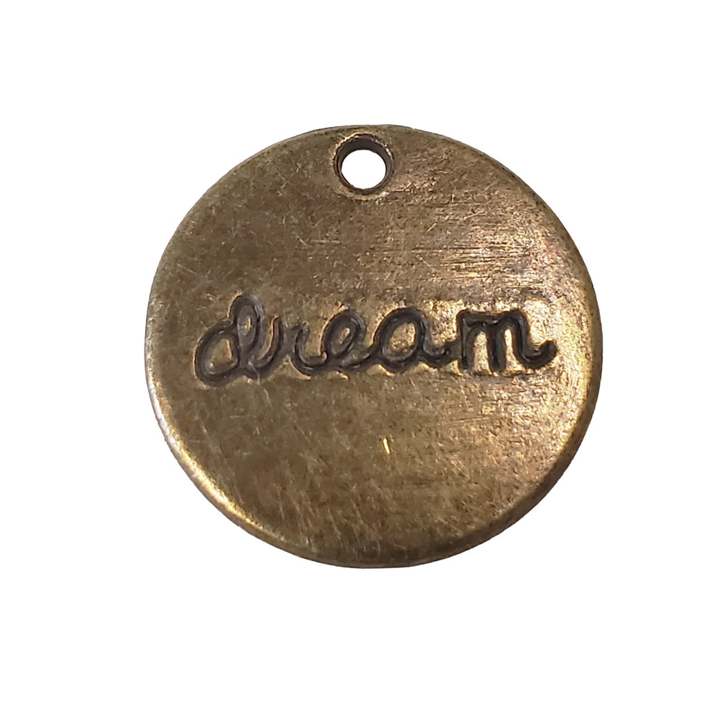 Gold Round Dream and Moon Charm 20mm 3pcs