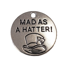 Round Mad as a Hatter! Charm 20mm 3pcs.
