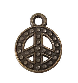 Gold Dotted Peace Symbol 13mm 3pcs.