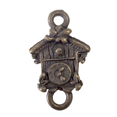 Gold Cuckoo Clock Charm 12x22mm 3pcs.