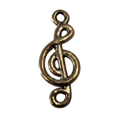 Gold Treble Clef Music Charm 9X19mm 3pcs.