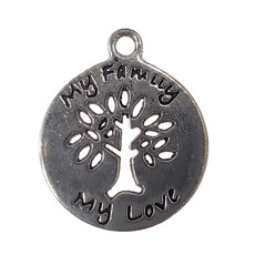My Family & My Love Word Charm with Tree 15mm 3pcs.