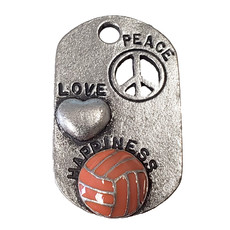 Peace Love Happiness Orange Volleyball Charm 20x33mm 2pcs.