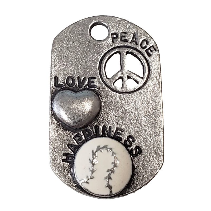 Peace Love Happiness Baseball 20x33mm 2pcs.