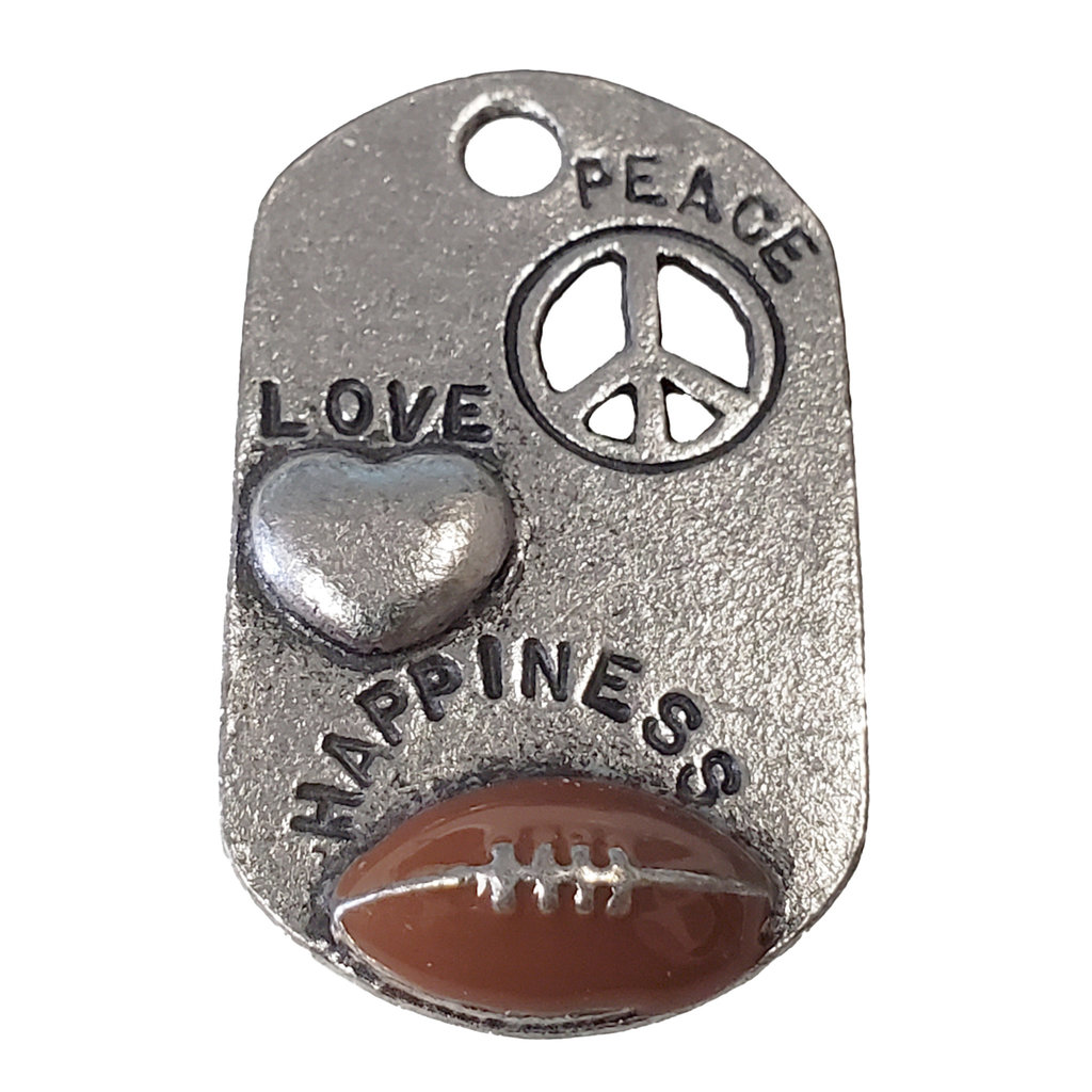 Peace Love Happiness Football 20x33mm 2pcs.