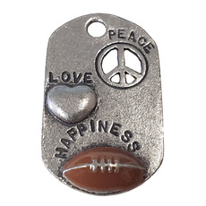 Peace Love Happiness Football 20x33mm 2pcs.