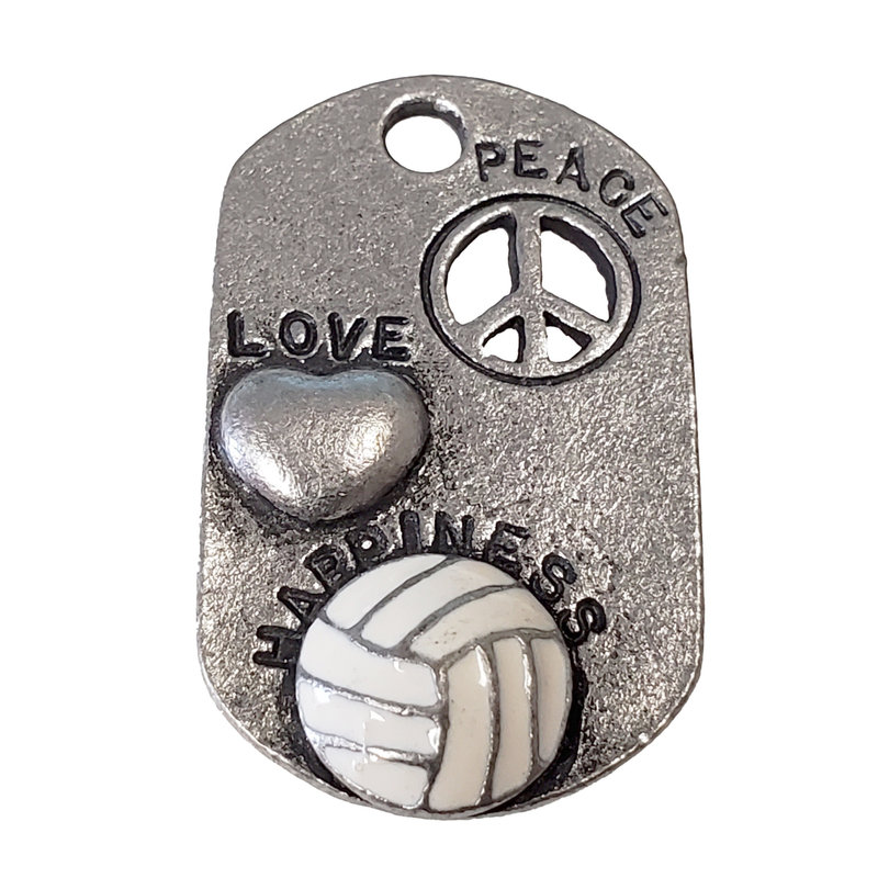 Peace Love Happiness Volleyball 20x33mm 2pcs.