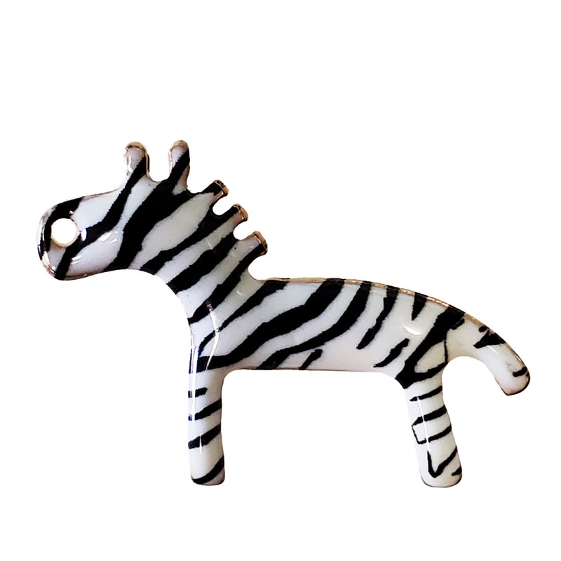 Zebra Enamel Charm 29x21mm 3pcs.