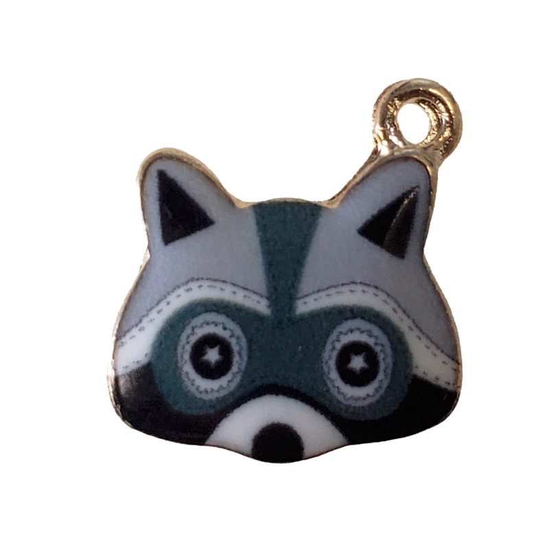 Raccoon Enamel Charm 16x16mm 3pcs.