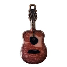 Brown Acoustic Guitar Enamel Charm 12x27mm 3pcs.