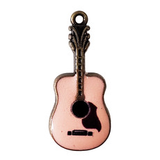 Peach Acoustic Guitar Enamel Charm 12x27mm 3pcs.