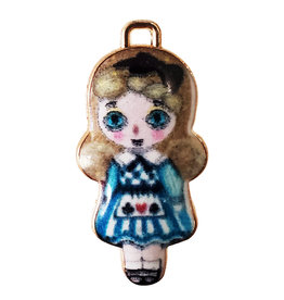 Alice in Wonderland Doll Enamel Charm 14x29mm 3pcs.