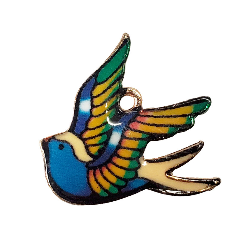 Bird Enamel Charm 23x22mm 3pcs.