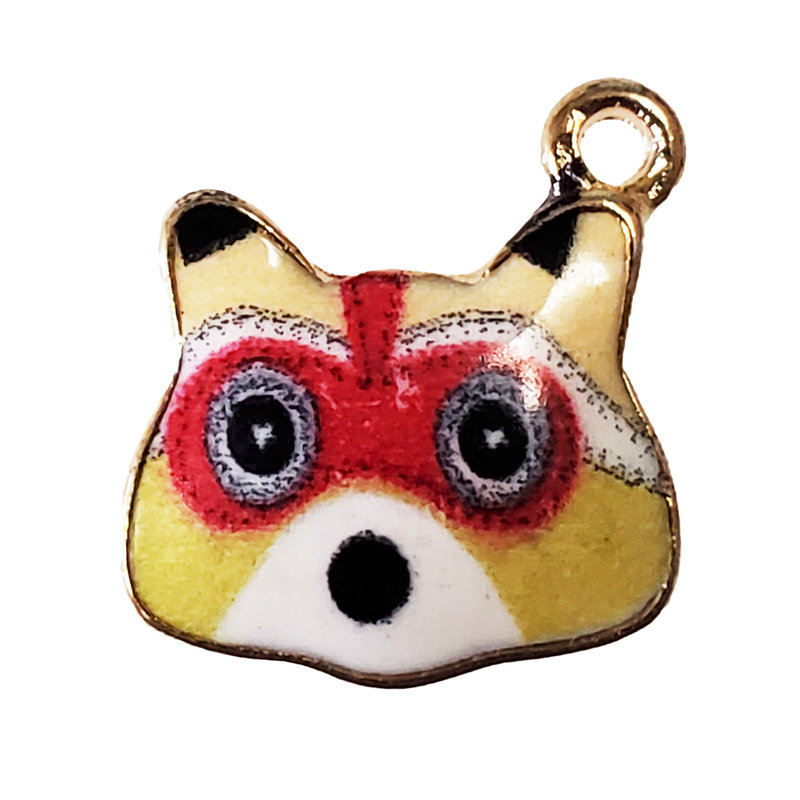 Yellow Raccoon Enamel Charm 16x16mm 3pcs.