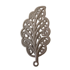 Decorated Leaf - Beige Colored Charm 18x34mm 3pcs.