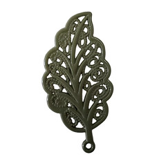 Decorated Leaf - Olive Colored Charm 18x34mm 3pcs.