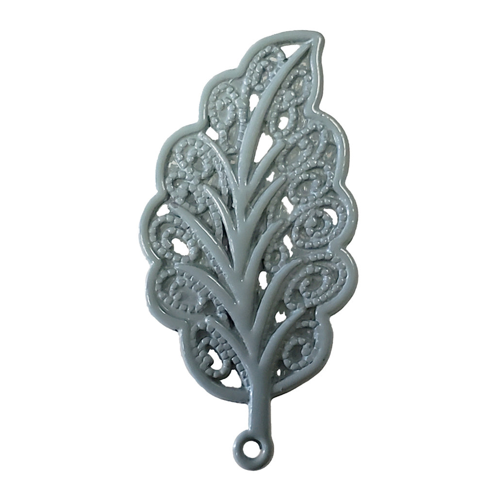 Decorated Leaf - Mint Colored Charm 18x34mm 3pcs.