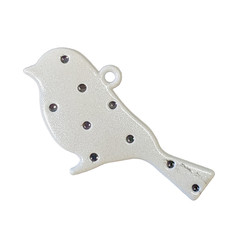 Dotted Bird - White Colored Charm 30x21mm 3pcs.