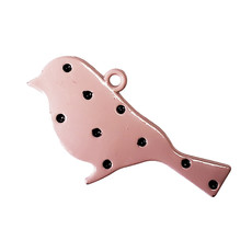 Dotted Bird - Pink Colored Charm 30x21mm 3pcs.