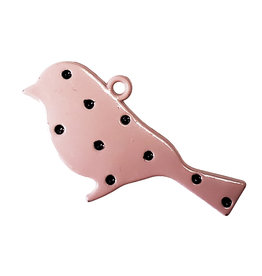 Dotted Bird - Pink Colored Charm 30x21mm 3pcs.