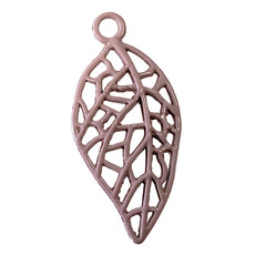 Hollow Leaf - Pink Colored Charm 15x31mm 3pcs.