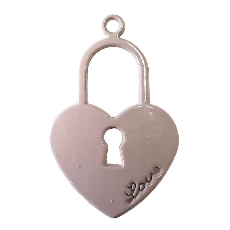 Heart Lock - Tan Colored Charm 17x27mm 3pcs.