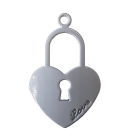 Heart Lock - Grey Colored Charm 17x27mm 3pcs.