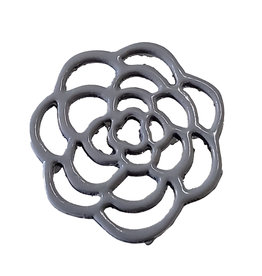 Hollow Flower - Grey Colored Charm 16mm 3pcs.