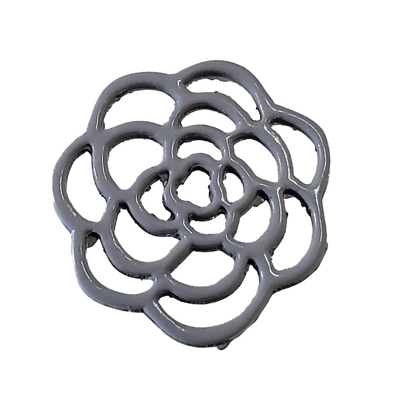 Hollow Flower - Grey Colored Charm 16mm 3pcs.