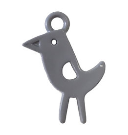 Flat Bird - Grey Colored Charm 16x23mm 3pcs.