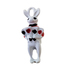White Rabbit with Playing Cards Charm 8x20mm 3pcs.