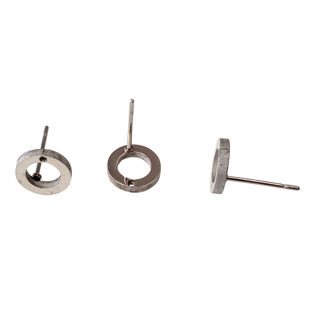 Stainless Steel Hollow Round Stud Earring