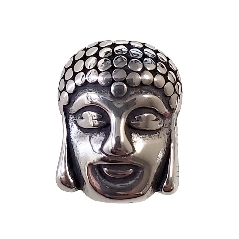 Stainless Steel Two-Sided Buddha Face Charm 10x12mm 3pcs