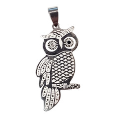Surgical Steel Owl Pendant 21x41mm