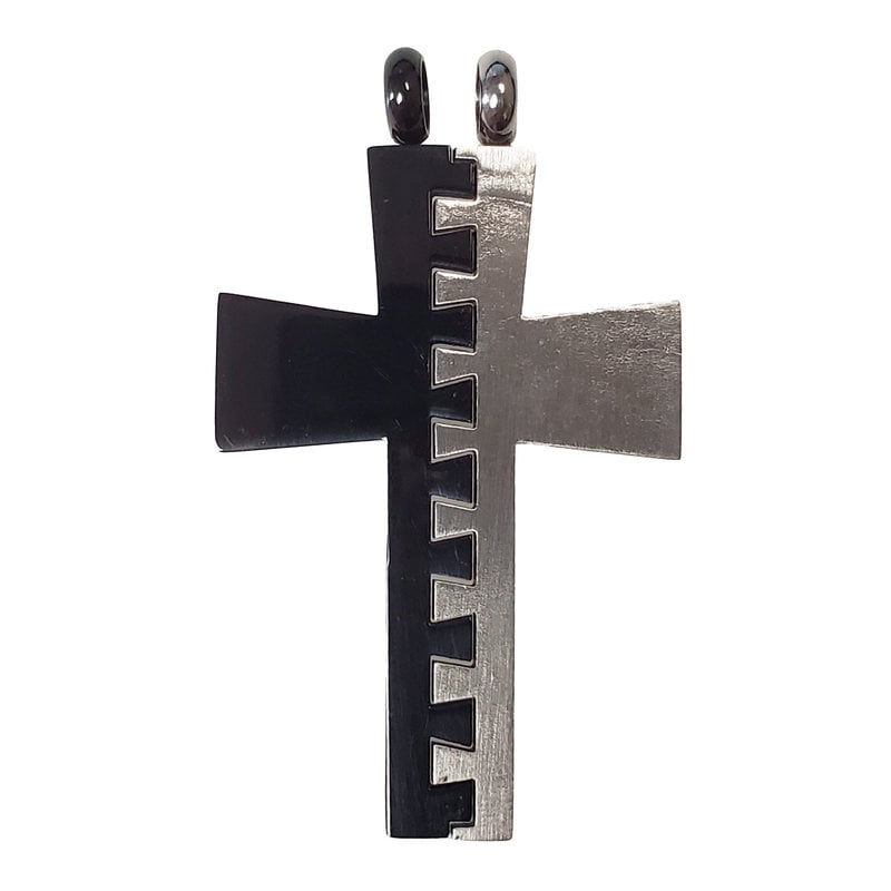 Surgical Steel Two Part Cross Pendant 35x50mm