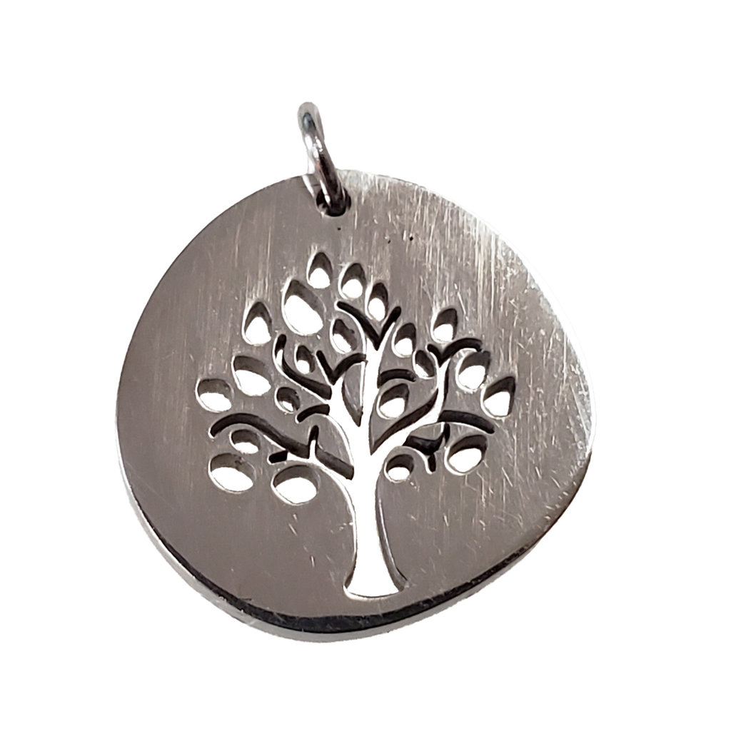 Bead World Etched Tree of Life  Stainless Steel  15mm