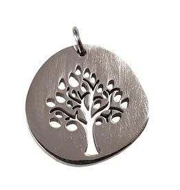 Bead World Etched Tree of Life  Stainless Steel  15mm