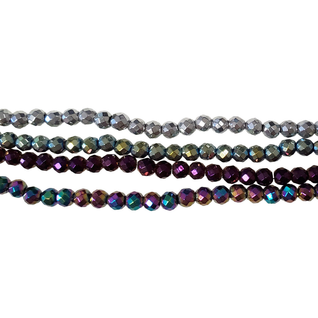 Faceted Round Hematite Beads 4mm 16"