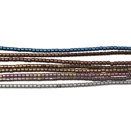 Small Tube Hematite Beads 1.5mm 16" Strand