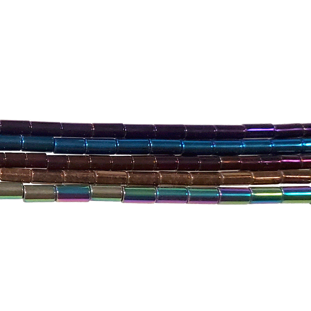 Large Tube Hematite Beads 4mm 16" Strand